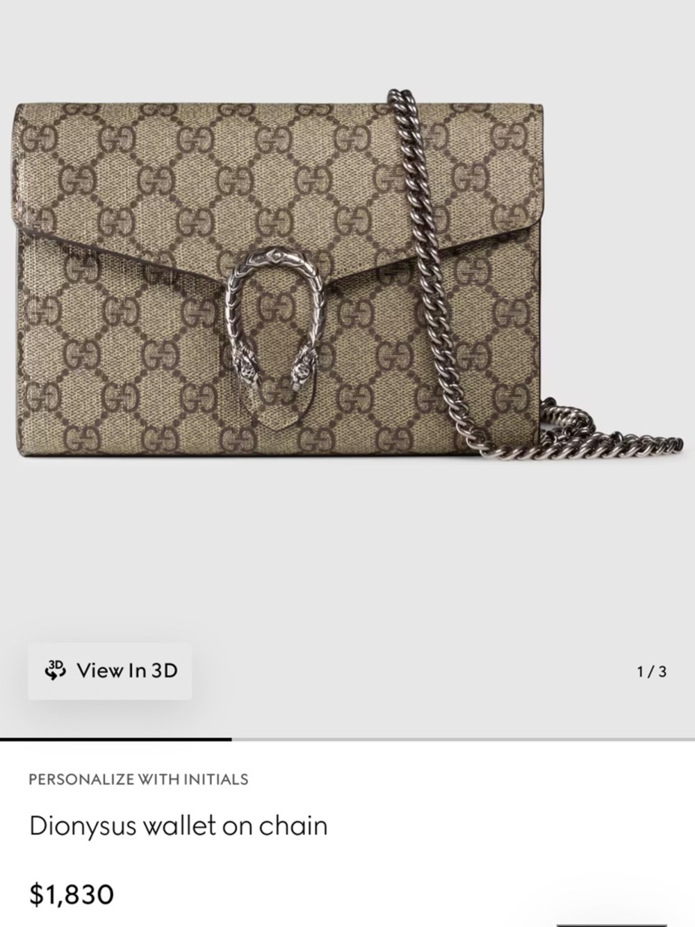 Gucci Beige/Tan Dionysus Wallet on Chain SOLD OUT ONLINE - Picture 6 of 7